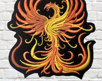Fire Phoenix Patch Flames Phoenix Iron On Embroidery Patch  - Choose Size