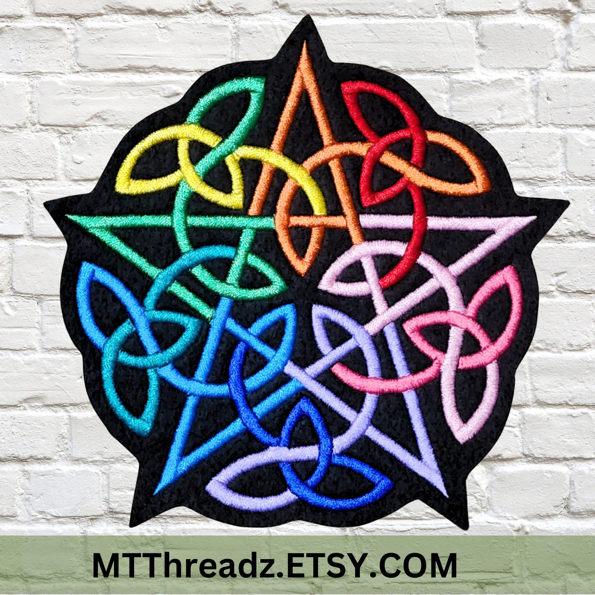 Rainbow Pentagram Patch Celtic Knot Patch Rainbow Knotwork