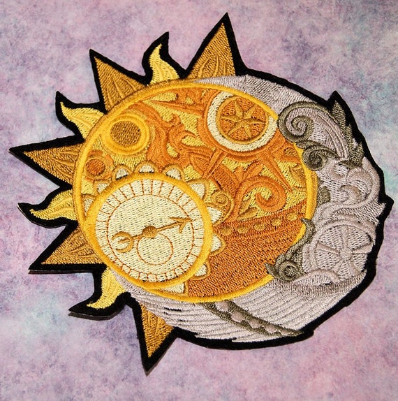 Download Celestial Sun Crescent Moon Iron On Embroidery Patch Mtcoffinz Etsy