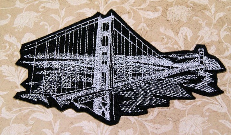 Golden Gate Bridge San Francisco Iron On Embroidery Patch MTCoffinz image 1