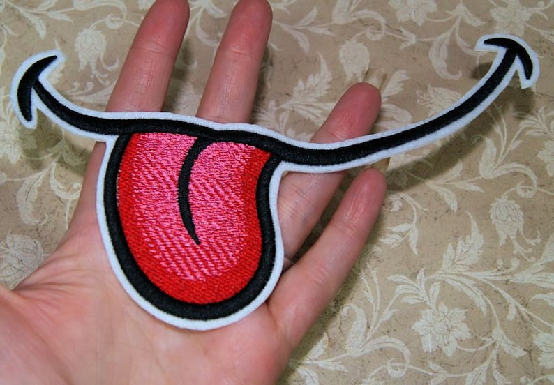 Silly tongue sticking out mouth iron on embroidery patch  etsy Silly tongue sticking out mouth iron on embroidery patch  etsy