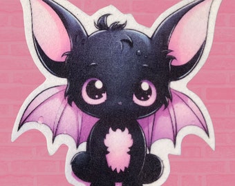 Pink and Black Chibi Bat Patch Cute Bat Patch Baby Bat Pastel Goth Iron on Patch Mall Goth Bat Patch Lavender Goth Bat Choose Size