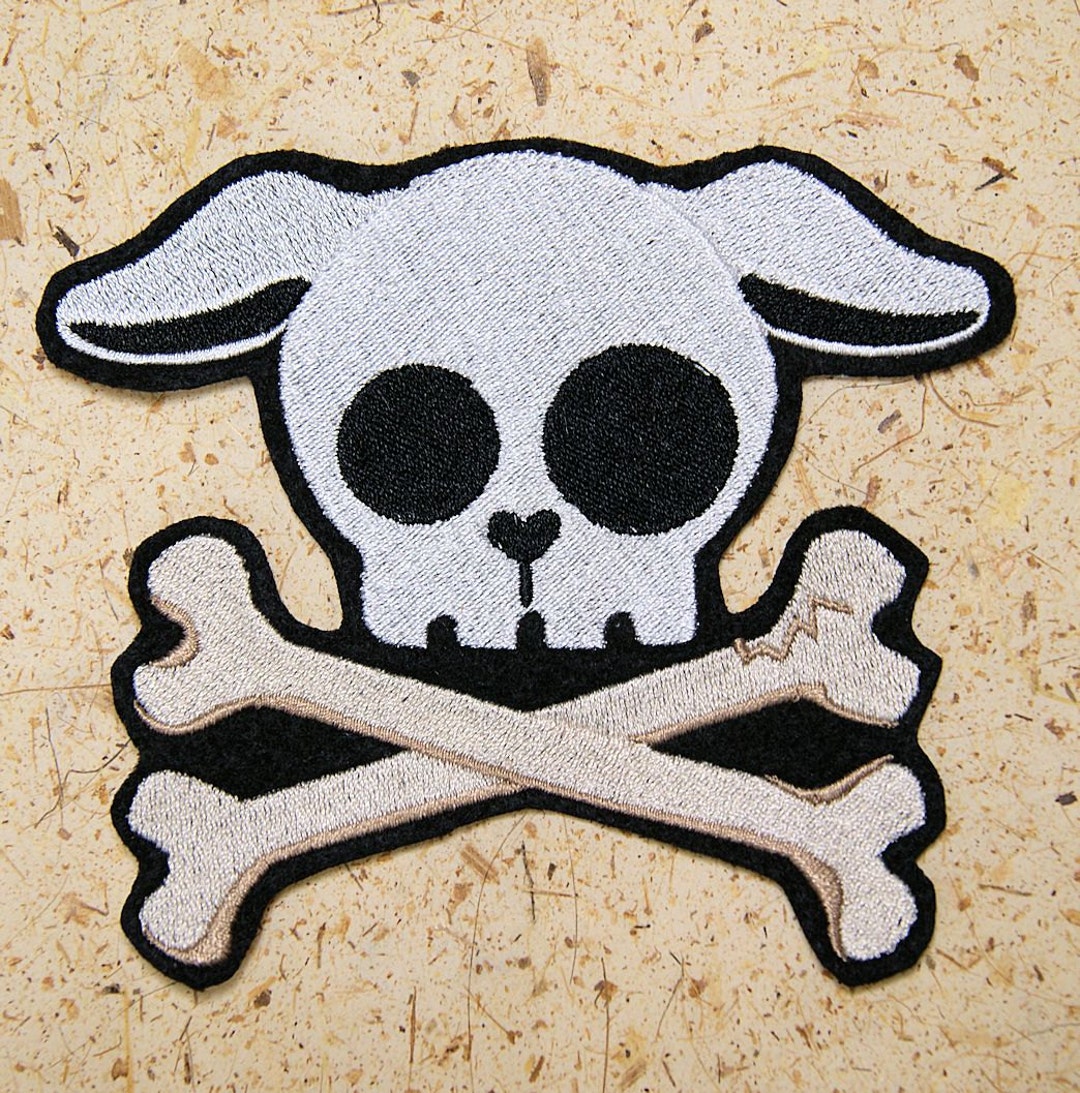 【ラプンツェル様用】CROCELL / Come Forth Plague Dog Puppy Skull Crossbones Iron on Embroidery Patch
