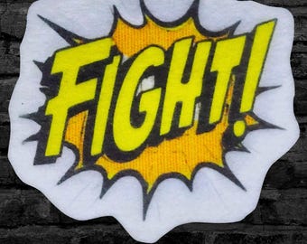FIGHT Comic Book Patch Neon Yellow Anime Fight Text Explosion Comic call out Iron On Patch  Iron On Patch Protest Patch - Choose any Size