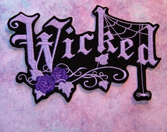 Purple Wicked Rose and Spider Iron On Embroidery Patch MTCoffinz - Choose Size