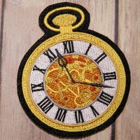 ID 3085 Pocket Watch Patch Wing up Clock Hand Time Embroidered Iron on ...