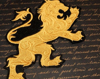 Gilded Lion- Royal Heraldry Iron On Embroidery Patch MTCoffinz - Choose Size