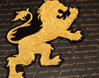 Gilded Lion- Royal Heraldry Iron On Embroidery Patch MTCoffinz - Choose Size