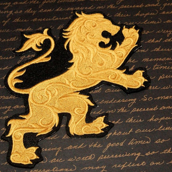 Gilded Lion- Royal Heraldry Iron On Embroidery Patch MTCoffinz - Choose Size