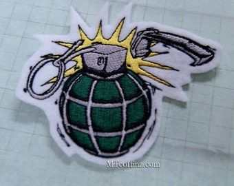 HAND GRENADE Embroidered BIKER PATCH biker iron on