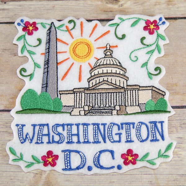 Washington DC Patch Capital Building Patch Travel Patch Iron On Embroidery Patch Washington Embroidery Capital Patch