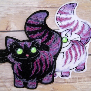 Cheshire Cat Sketch Style Alice in Wonderland Iron On Embroidery Patch MTCoffinz - Choose Color / Size