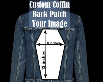CUSTOM Coffin Shaped Back Patch -  I will make ANY picture into an Iron On Patch MTCoffinz