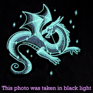 Glow in the Dark Winged Dragon Iron On Embroidery Patch MTCoffinz - Choose Size