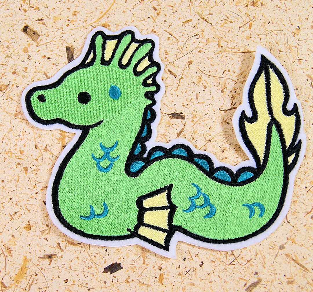 Sea Serpent Monster Too Cute Cartoon Iron on Embroidery Patch