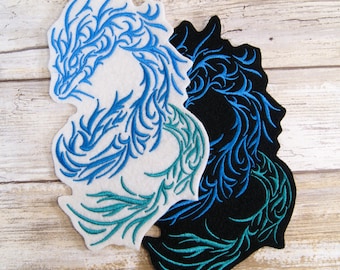Sea Serpent Fantasy Fierce Iron On Embroidery Patch MTCoffinz - - Choose Size / Color