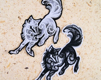 Parche de lobo con encaje barroco bordado para planchar - Elige talla/color