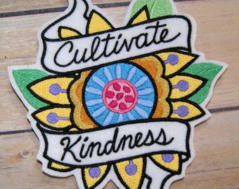 Cultivate Kindness Sunflower Iron On Embroidery Patch MTCoffinz - Choose Size