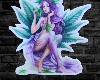 Sample SALE Weed Fairy Patch Cannabis Fae Iron On Fabric Patch Marijuana Wing Fairy Patch  - Ready to Ship LAST ONE