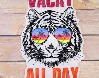 Vacay All Day Tropical Kitty Iron On Embroidery Patch MTCoffinz - Choose Size