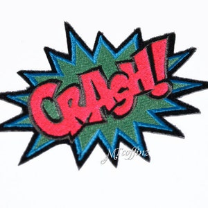 Neon CRASH Comic Book Words Iron On Embroidery Patch MTCoffinz
