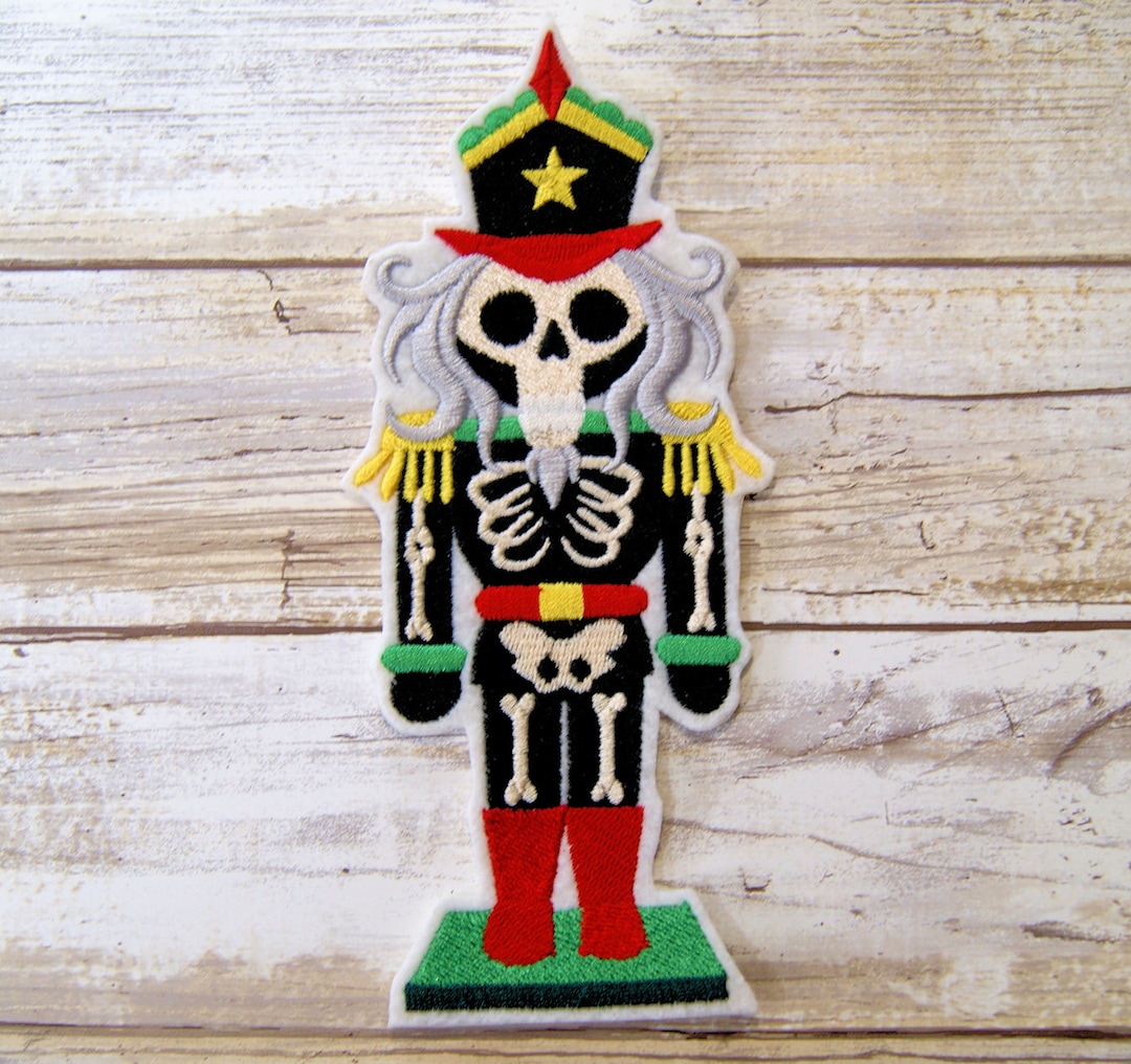 Skeleton Nutcracker Iron on Embroidery Patch Mtcoffinz Choose Size Etsy