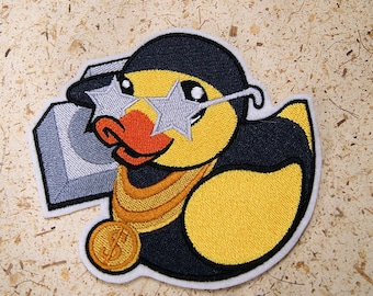 Sample SALE Retro Rapper Gangsta Rubber Duckie Iron On Embroidery Patch - - Ready to Ship LAST ONE