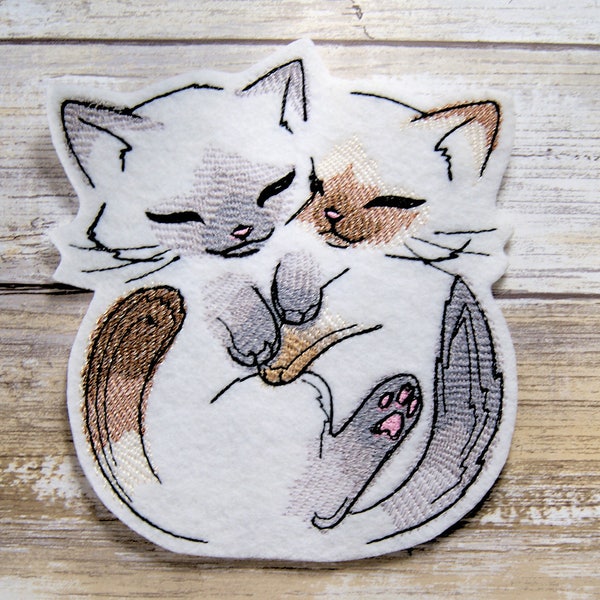 Snuggle Kittens - Iron On Embroidery Patch MTCoffinz - Choose Size
