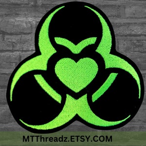 Biohazard Heart Symbol Patch Biohazard Iron on Patch Custom Color Iron ...