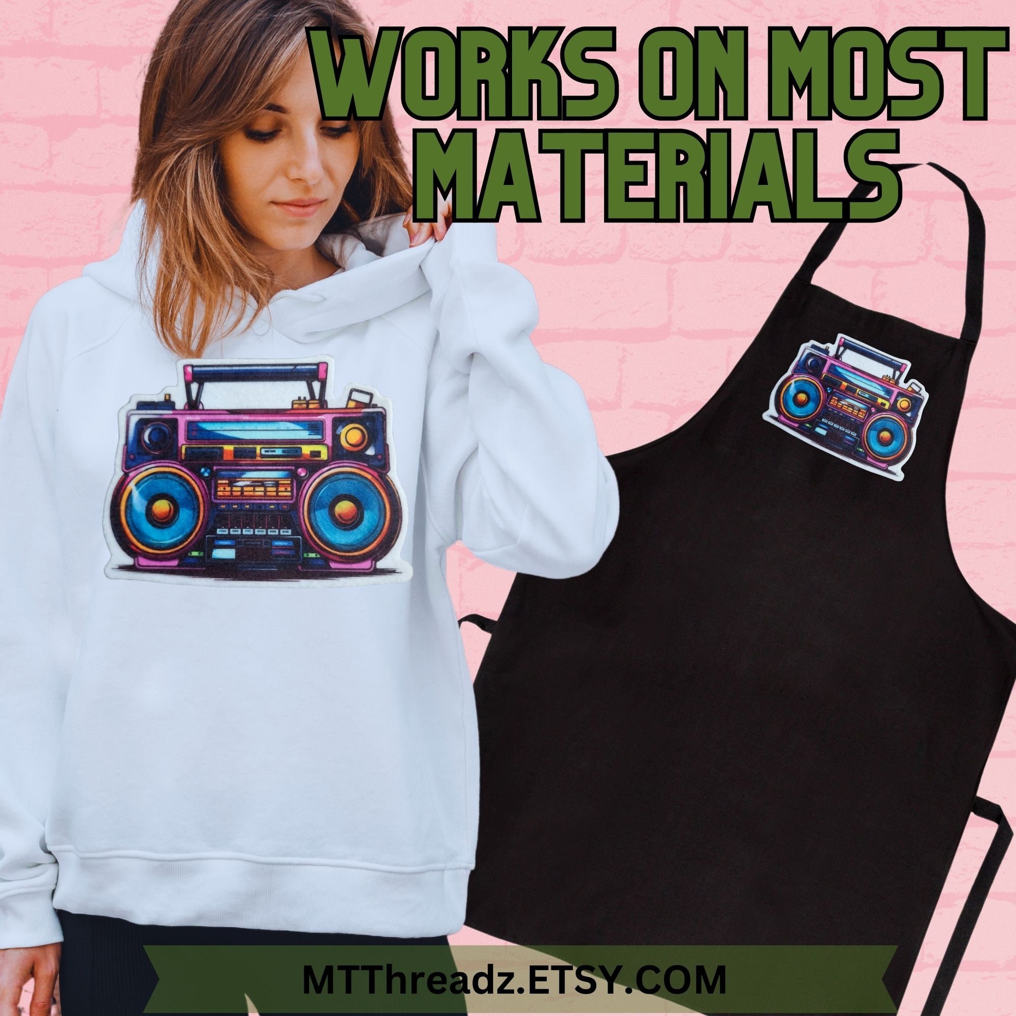 80's Boom Box Patch Retro 80s Boombox Iron on Patch 80s Neon Patch Iron ...
