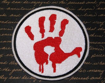 Gamer Zombie Bloody Hand Print Iron On Embroidery Patch MTCoffinz