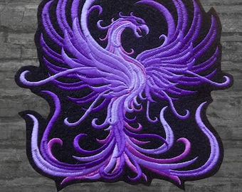 Purple Phoenix Patch Purple Fire Phoenix Iron On Embroidery Phoenix Patch Phoenix Embroidery Patch