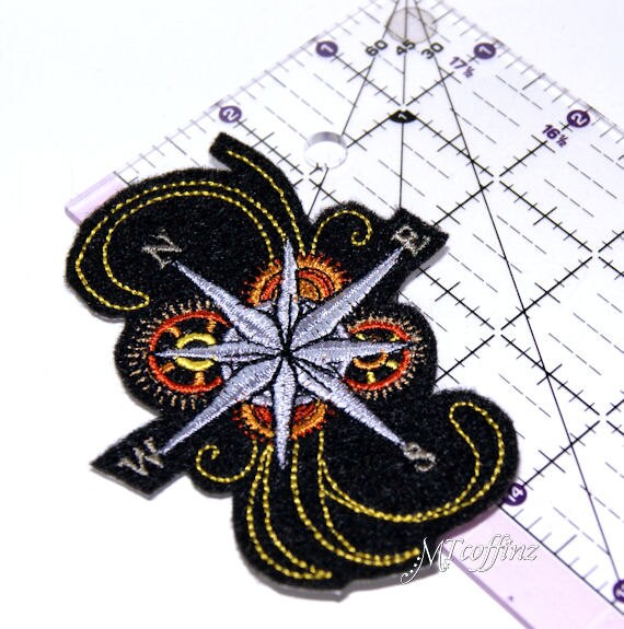 3PC~GOLD ROUND SWIRL~IRON ON EMBROIDERED APPLIQUE PATCH