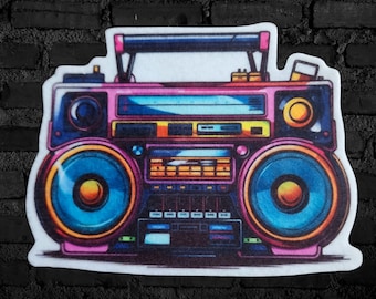 80's Boom Box Patch Retro 80s  BoomBox Iron On Patch 80s Neon Patch Iron On Patch Hip Hop Classic 80s Patch