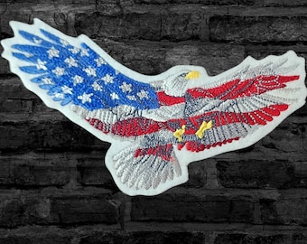 USA Flag Patch Bald Eagle Patch Patriot Eagle USA Patch America Patch Iron On 4th July Americana Patch Embroidery Patch