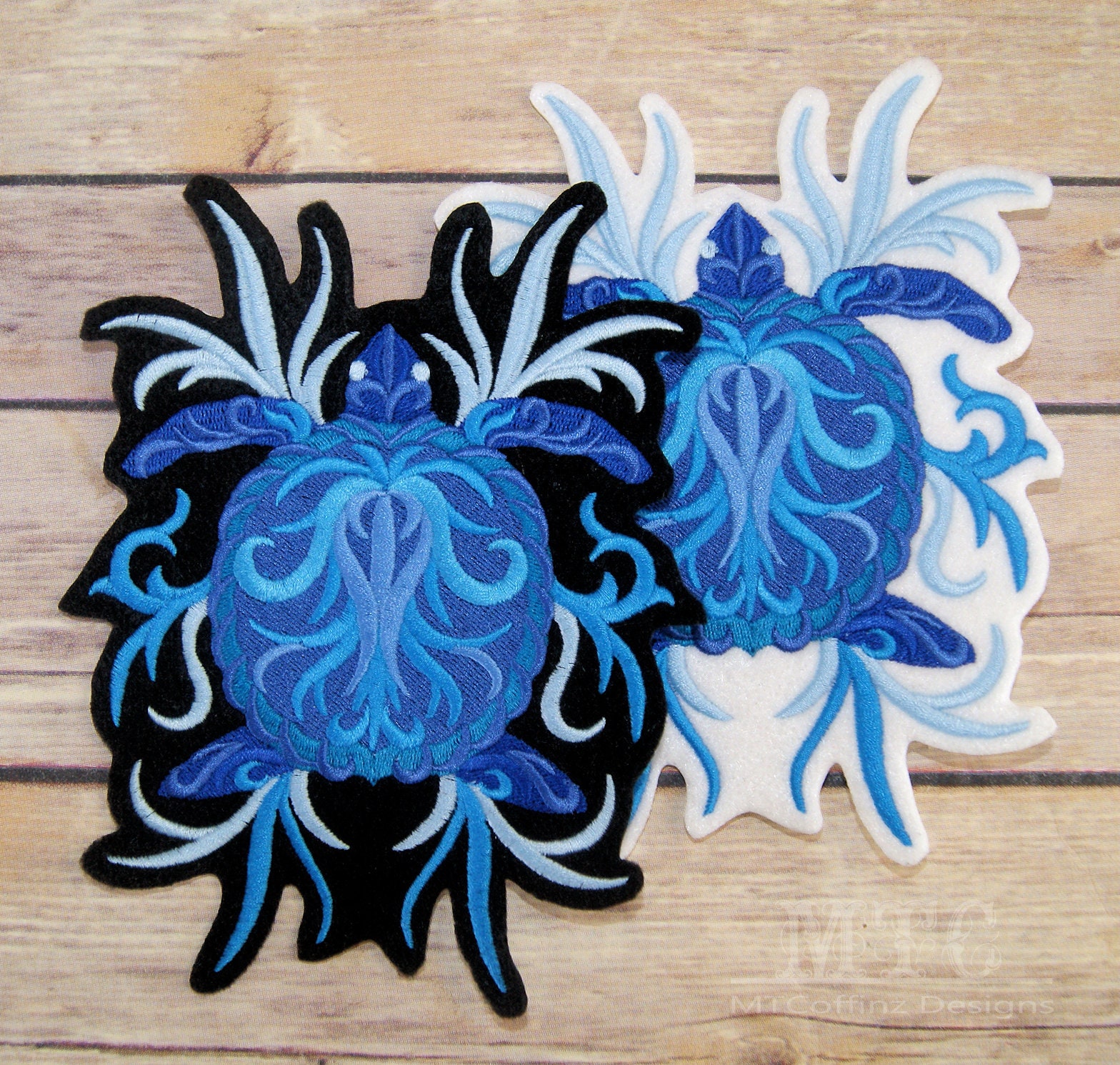 Blue Sea Turtle Baroque Seas - Iron on Embroidery Patch Mtcoffinz ...