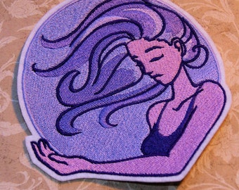 Luna the Moon Goddess Iron On Embroidery Patch MTCoffinz - Choose Size