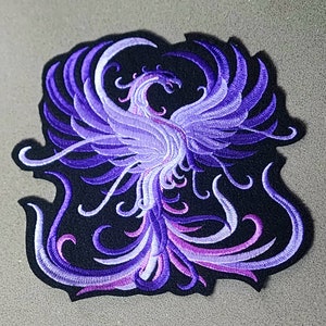 Purple Phoenix Patch Purple Fire Phoenix Iron On Embroidery Phoenix Patch Phoenix Embroidery Patch