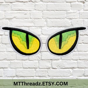 Cat Eye Patch Reptile Yellow Green Eyes Snake Eyes Plushie Iron On Embroidery Patch - Matching Pair - Choose Color Bild 5