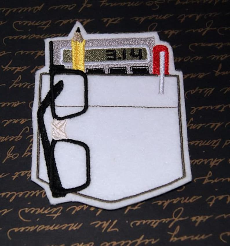 Nerdy Pocket Protector Iron on Embroidery Patch Mtcoffinz Etsy