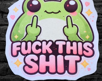Angry Frog Patch F*CK this Sh1t Patch funny Kawaii Frog Iron On Fabric Patch  - Choose Size