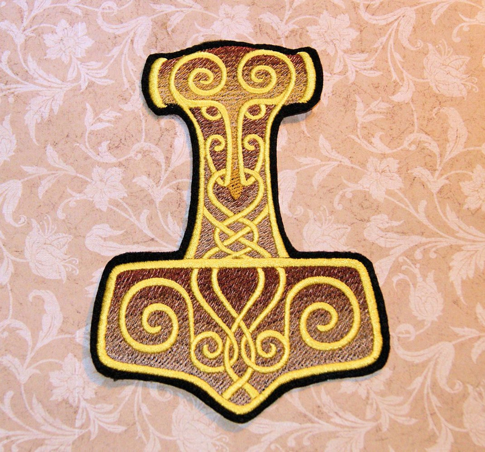 Thor's Hammer Retro Celtic Knot Iron on Embroidery Patch Etsy