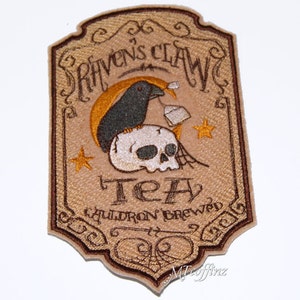 Raven's Claw Tea Shop Sign Iron On Embroidery Patch MTCoffinz