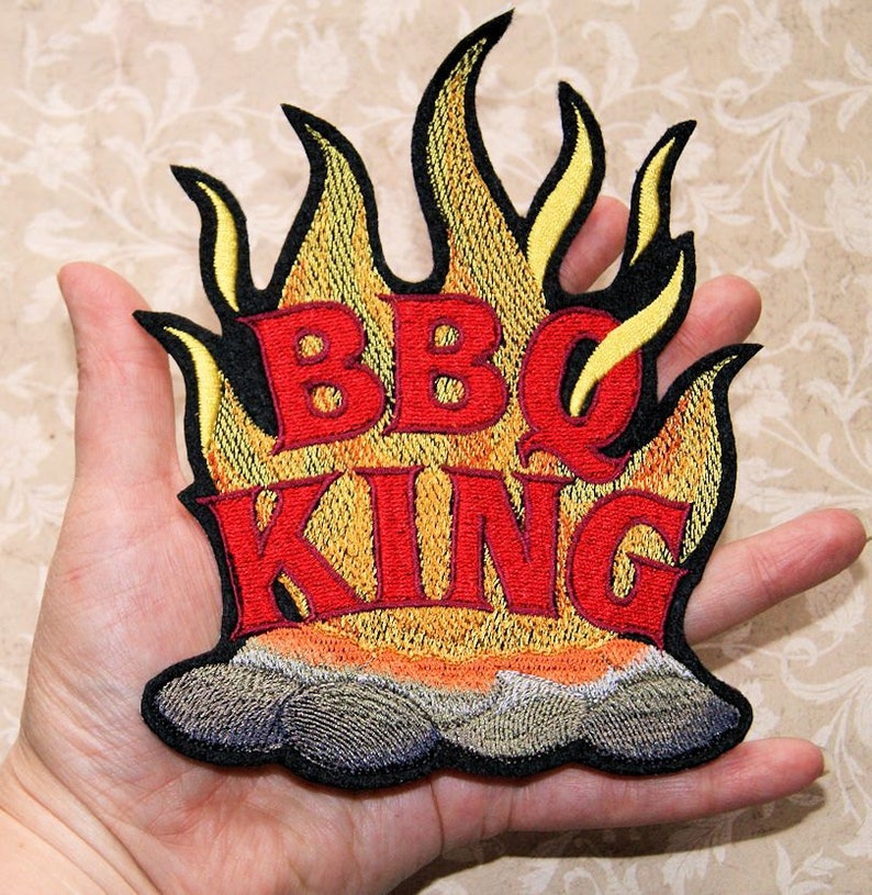 BBQ King Iron On Embroidery Patch MTCoffinz Choose Size / Color image 2