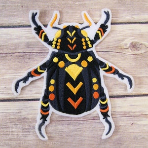 Animalia Beetle-  Gold Black Tribal Iron On Embroidery Patch MTCoffinz - Choose Size