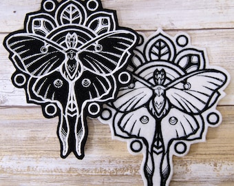 Luna Moth Patch Mystical Iron On Embroidery Patch - Choose Size / Color