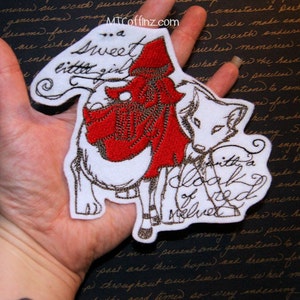 Big Bad Wolf Little Red Riding Hood Dark Fairy Tales Iron On Embroidery Patch MTCoffinz image 2