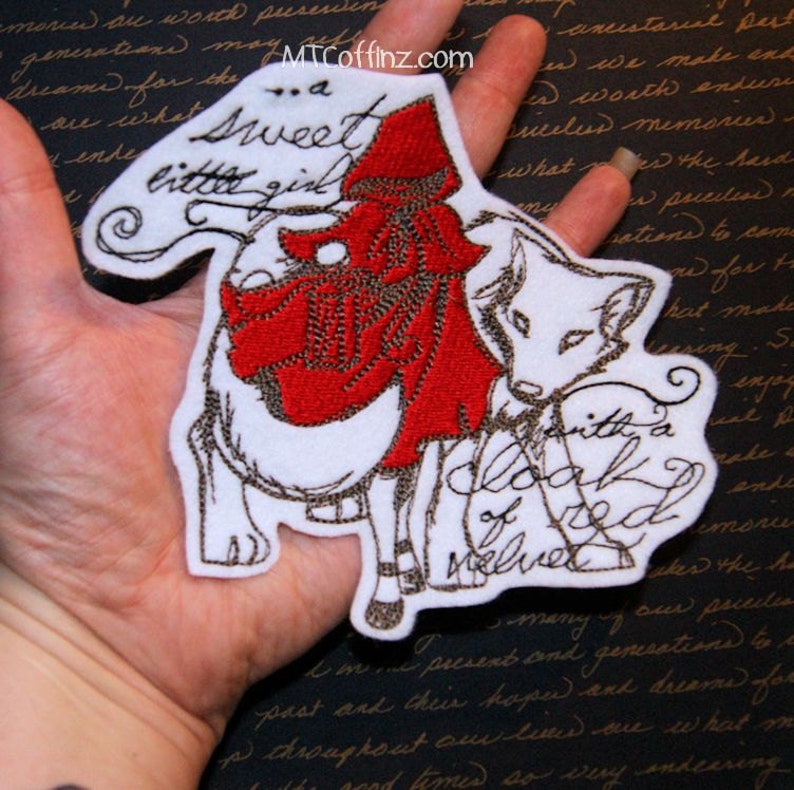 Big Bad Wolf Little Red Riding Hood Dark Fairy Tales Iron On Embroidery Patch MTCoffinz image 2