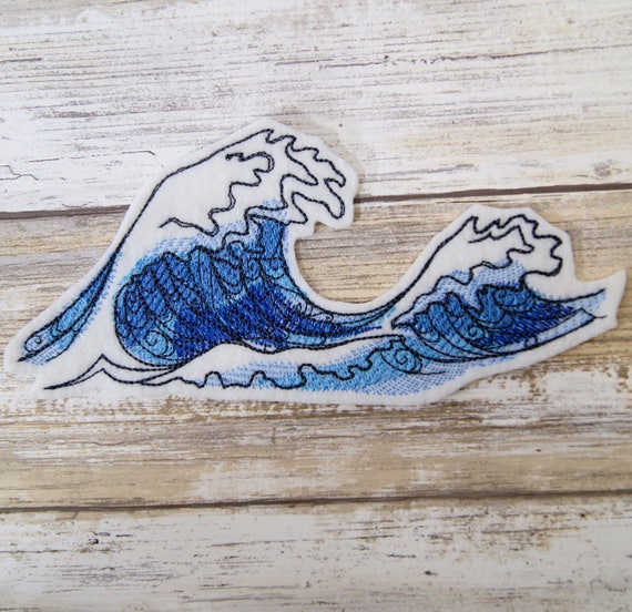 Deep Blue Crashing Waves Iron On Embroidery Patch MTCoffinz | Etsy