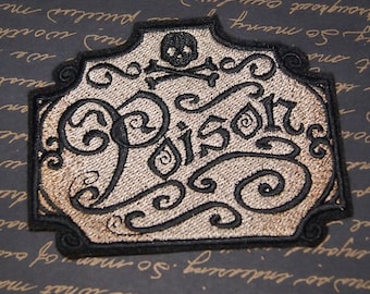 Poison Apothecary Skull Crossbones Label Iron On Embroidery Patch MTCoffinz